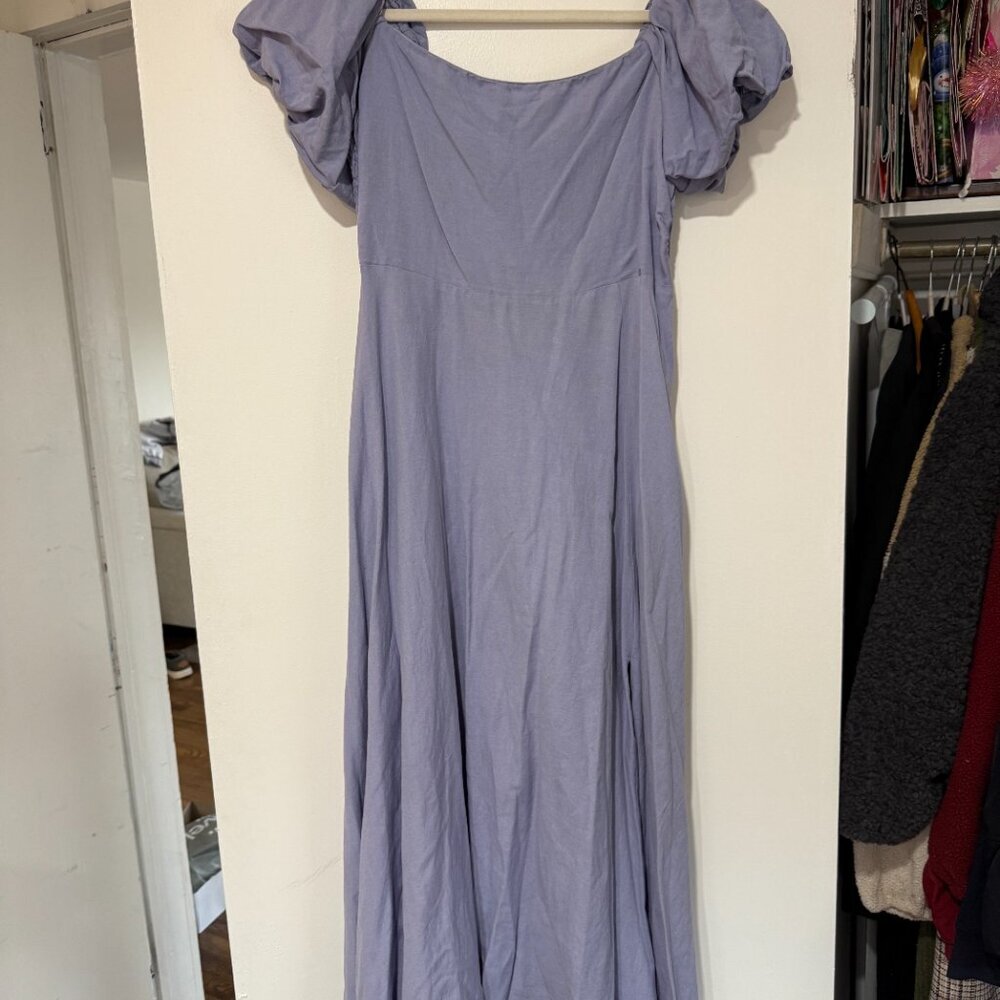 ✨ ASTR The Label Lavender Off-Shoulder Puff Sleeve Midi Dress ✨ - Picture 4 of 10